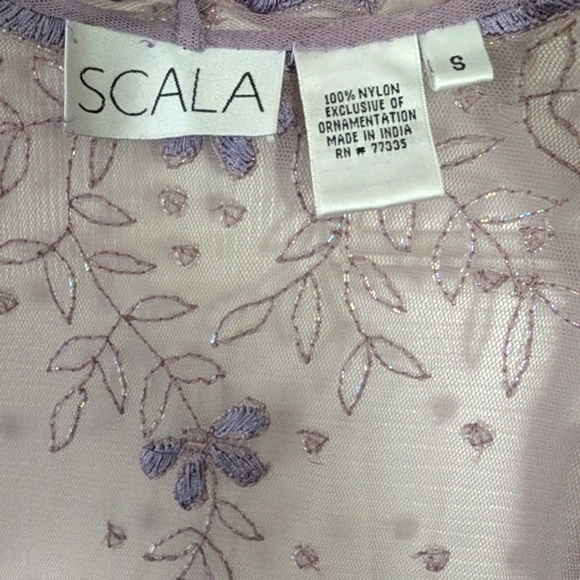 NWOT Scala Sheer Lavender Beaded Embroidered Bolero Jacket Sz S - Picture 7 of 15